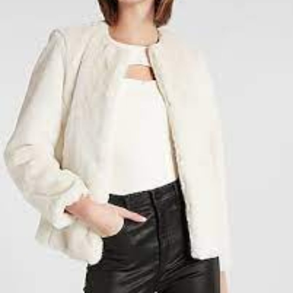 Express Brand White Faux Fur Jacket SIZE S